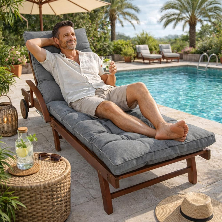 sunnypillow Liegenauflage 200 x 60 - Auflage für Gartenliege extra dick 13cm - Outdoor, wasserdicht,