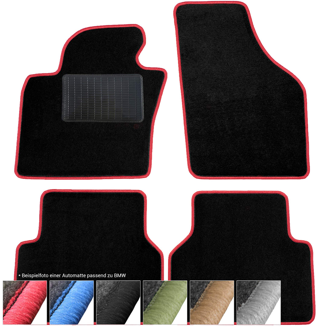 moto-MOLTICO Fussmatten Auto Velours Autoteppiche Schwarz Automatten Set 4-teilig passend für BMW 4e