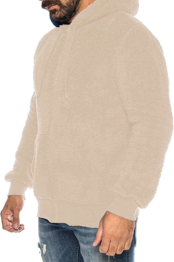 Raff &Taff Herren Kapuzenjacke Teddy Fleece Plüschjacke mit Kapuze Casuale Zip Hoodie Cardigan mit K