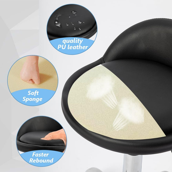 Mingone Bürohocker Höhenverstellbar 2 Stück Rollhocker mit Lehne Drehhocker mit Rollen Arbeitshocker