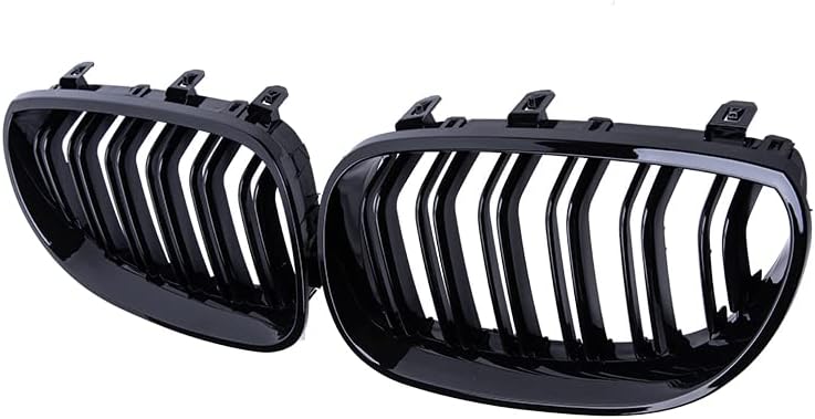 Kühlergrill für BMW 5er E60，Zubehör Sport Frontgrill，Glanz Schwarz Doppelsteg Sport Kühlergrill für