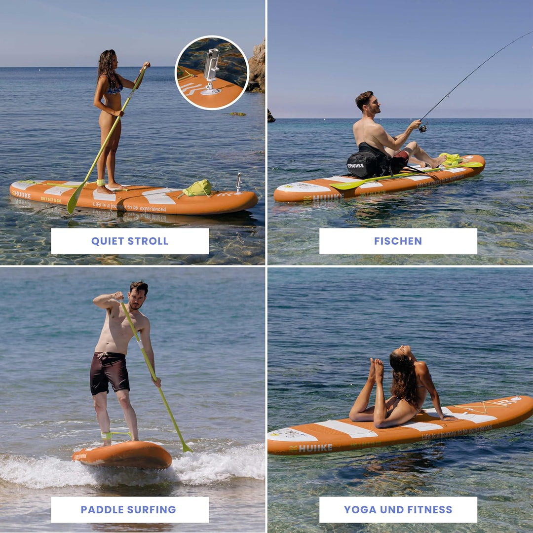 HUIIKE Stand Up Paddling Board mit Zubehör, Paddel, Finnen, Pumpe. Paddle Sup Board Aufblasbar Hohe