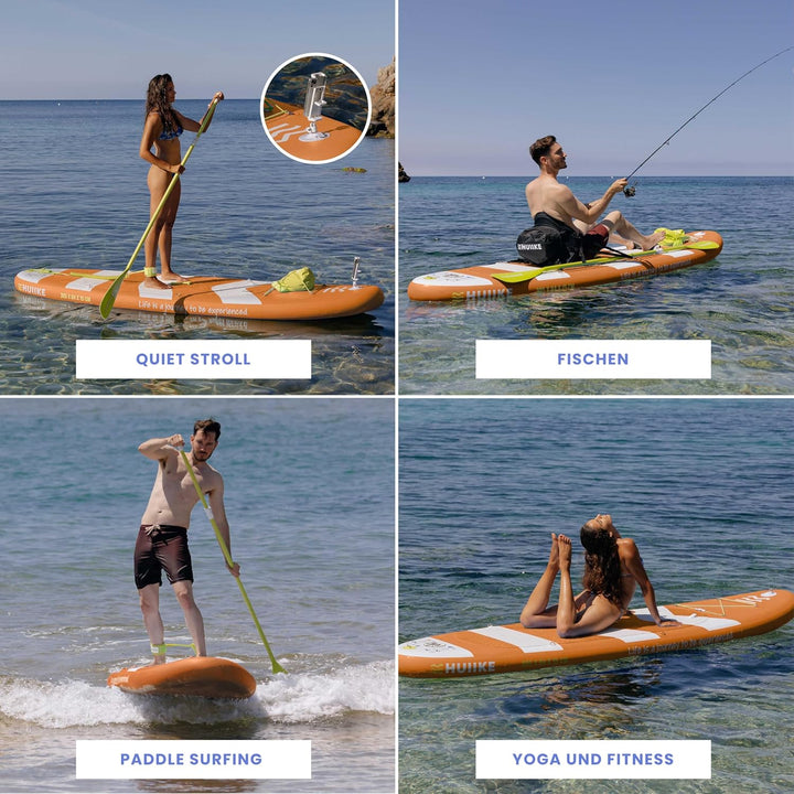 HUIIKE Stand Up Paddling Board mit Zubehör, Paddel, Finnen, Pumpe. Paddle Sup Board Aufblasbar Hohe