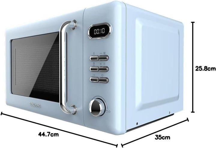 Cecotec Digitaler Mikrowellenherd mit Grill Proclean 5110 Retro Blue, 20L, 700W, 5 Stufen, 60 Min Ti