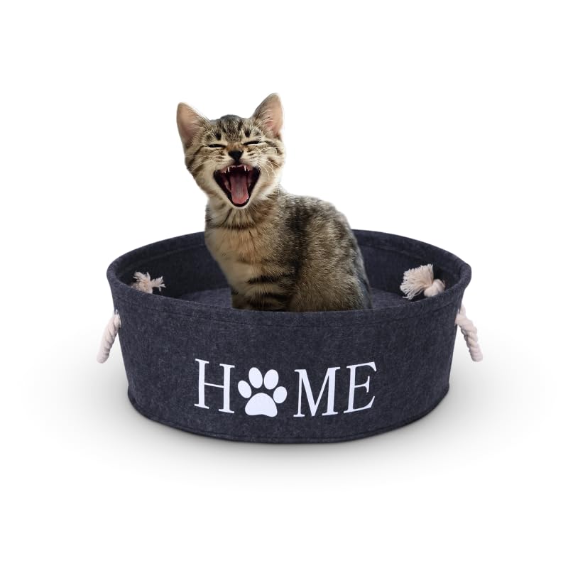Bestlivings Katzenkorb Ø40cm - inkl. Kissen - Katzenbett Home - Katzenschlafplatz aus Filz rund, Fil