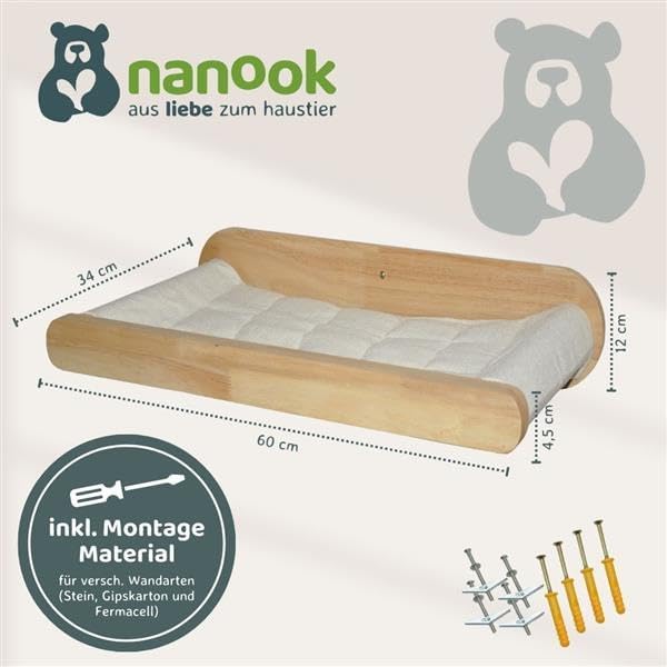 nanook Katzen Wandliegeplatz Wand Katzenliege Hängematte Kratzbaum Katzenbett Kletterwand - 60 cm -