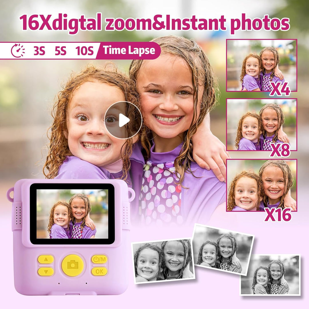 Kinderkamera, Sofortbildkamera ,1080P 2.4 Zoll Bildschirm Digitalkamera mit 16x Digitalzoom, 32GB TF
