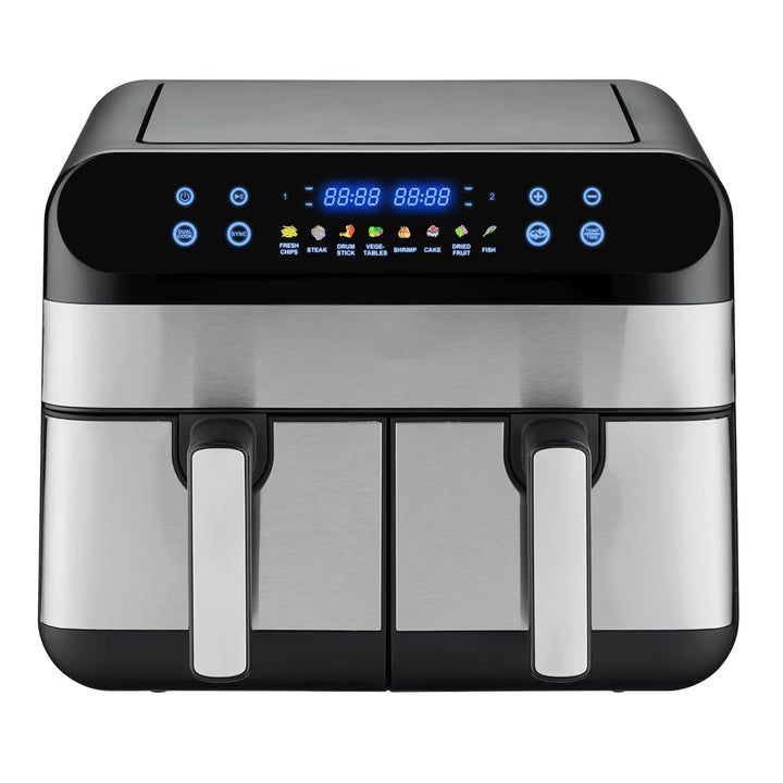 Panana Dual Zone Heissluftfritteuse mit Sichtfenster, Friteuse sans Huile avec 2 Tiroir, 9L XL Airfr
