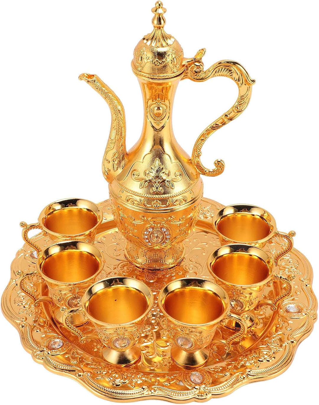 Focket Türkisches Kaffee-Set, Vintage-Stil, Rostfreie Zinklegierung, Türkisches Tee-Set, Kaffeekanne