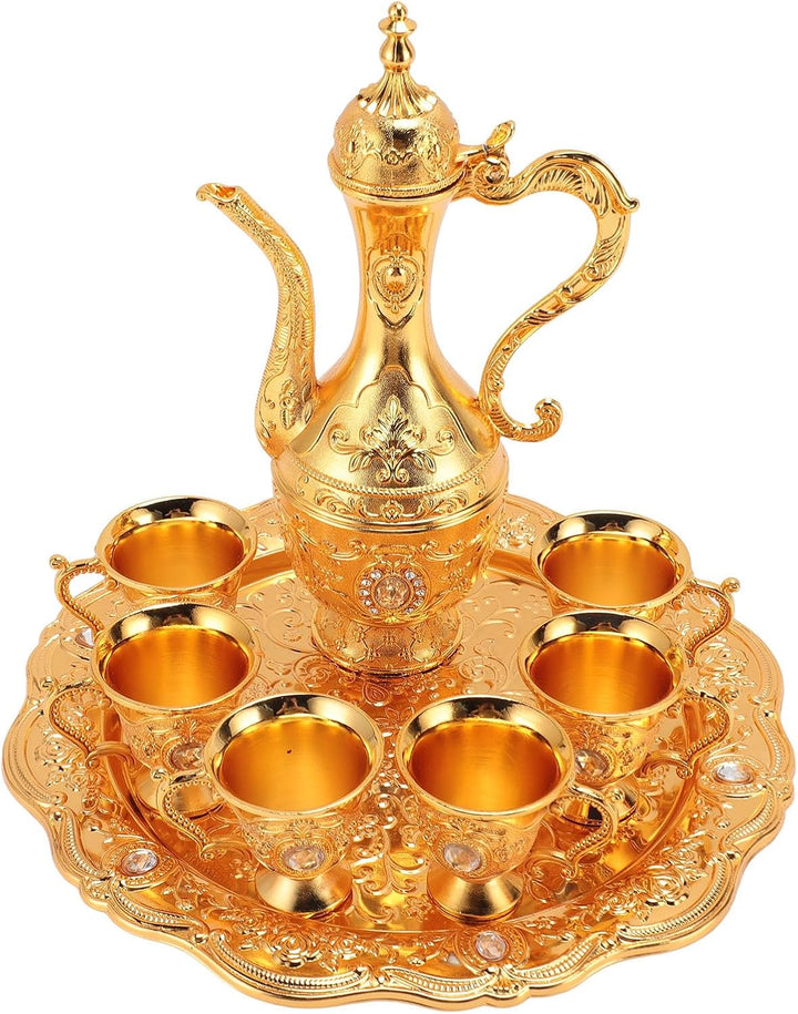 Focket Türkisches Kaffee-Set, Vintage-Stil, Rostfreie Zinklegierung, Türkisches Tee-Set, Kaffeekanne