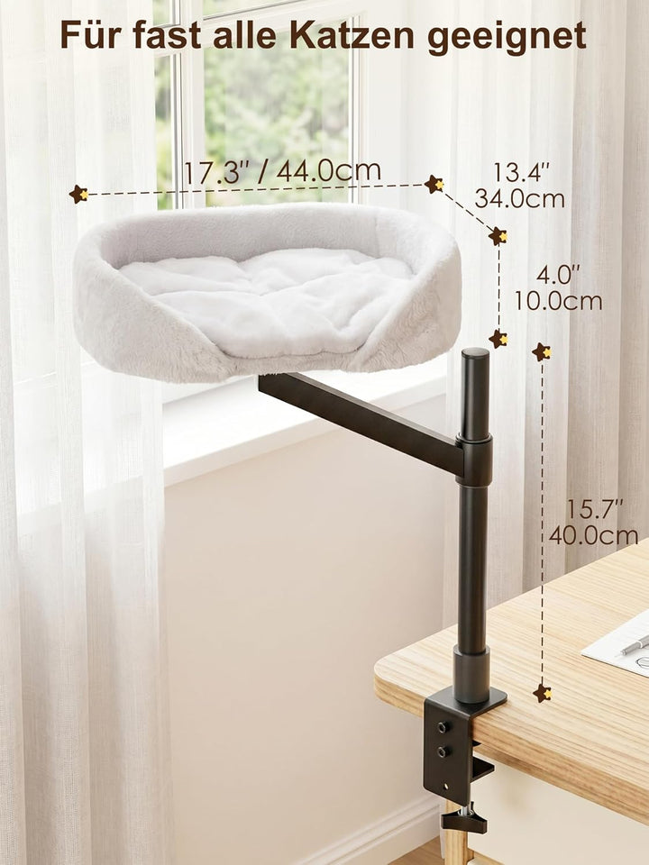 Katzenbett für den Schreibtisch, Katzenkorb, Katzen-Schreibtischbett, höhenverstellbar, 360° drehbar