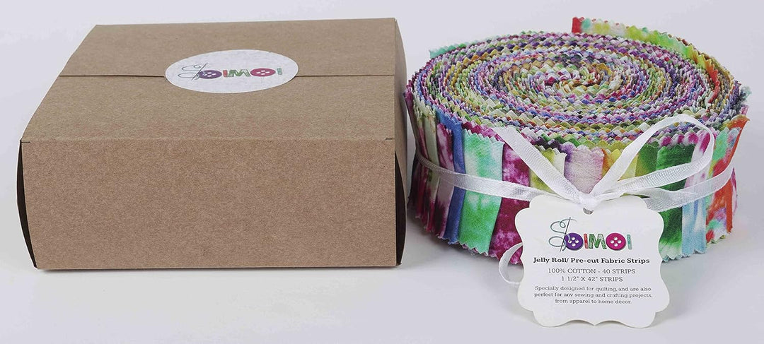 Soimoi 40 Stucke Krawattenfarbstoff Druck Baumwolle Vorgezogene Stoffe Fur Quilting Craft Strips 2.5