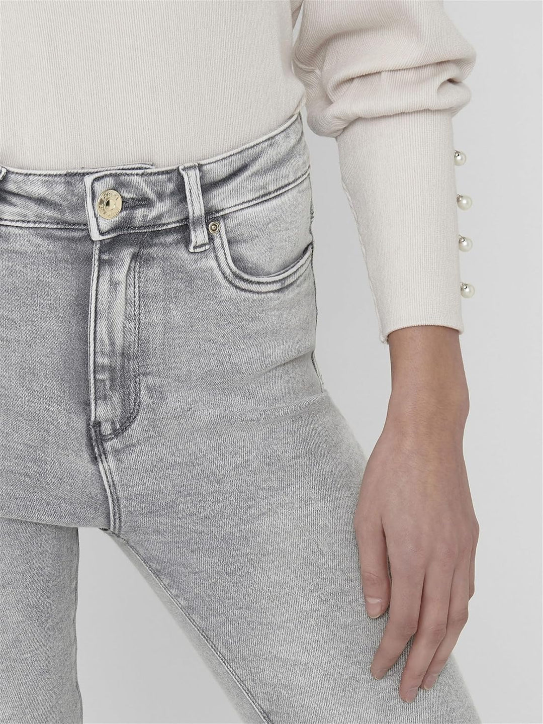 ONLY Female Skinny Jeans ONLMILA Hohe Taille Skinny Fit Jeans 25W / 32L Light Grey Denim, 25W / 32L