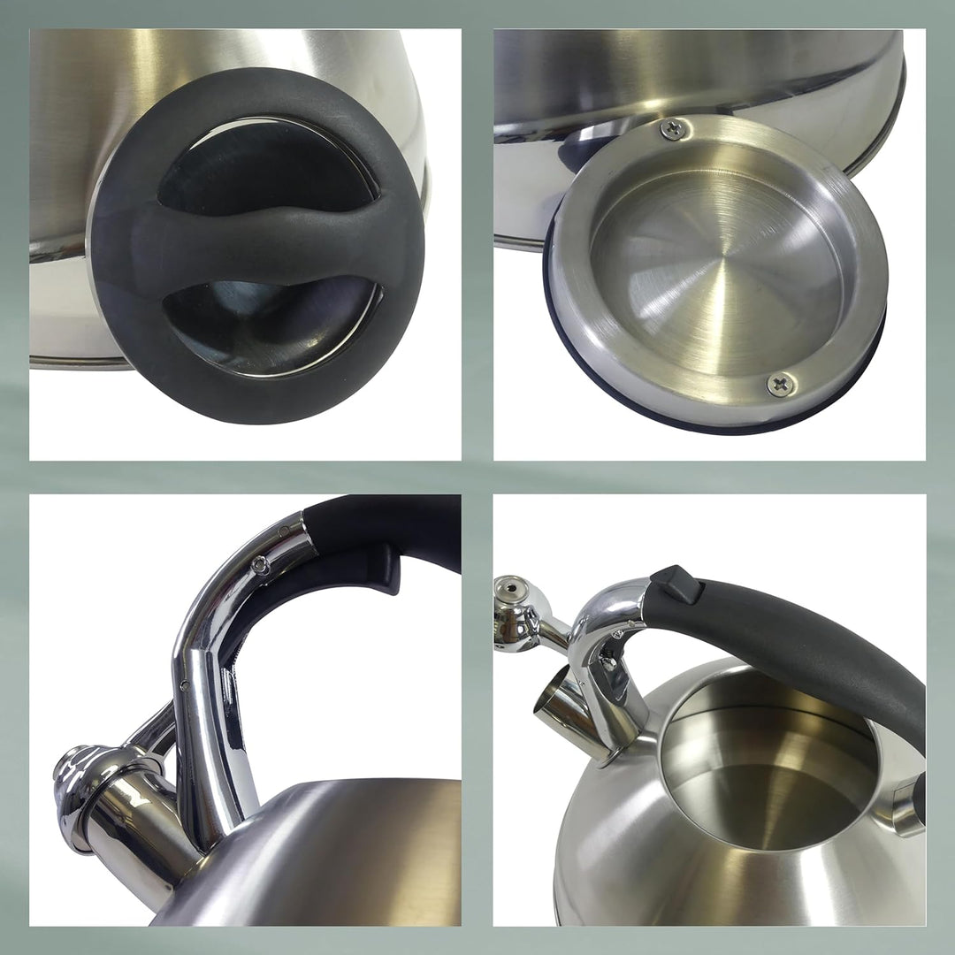 Kela 11656 Wasserkessel mit Pfeifton, Induktionsgeeignet, 3 L, Edelstahl, Varus, Schwarz Schwarz Sin