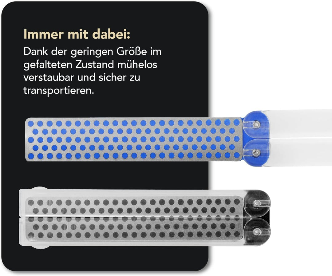 DMT DiaFold Diamantschärfer - doppelseitig - schwarz/extragrob - blau/grob - mit Wasser oder trocken