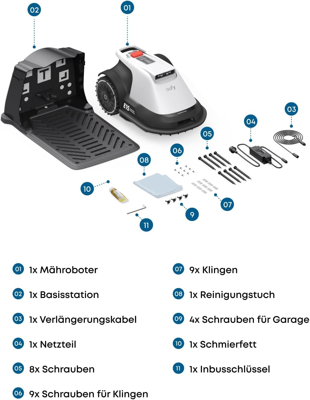 eufy E15 Mähroboter ohne Begrenzungskabel, Keine Signalausfälle, Kein RTK, TrueVision Technologie, S