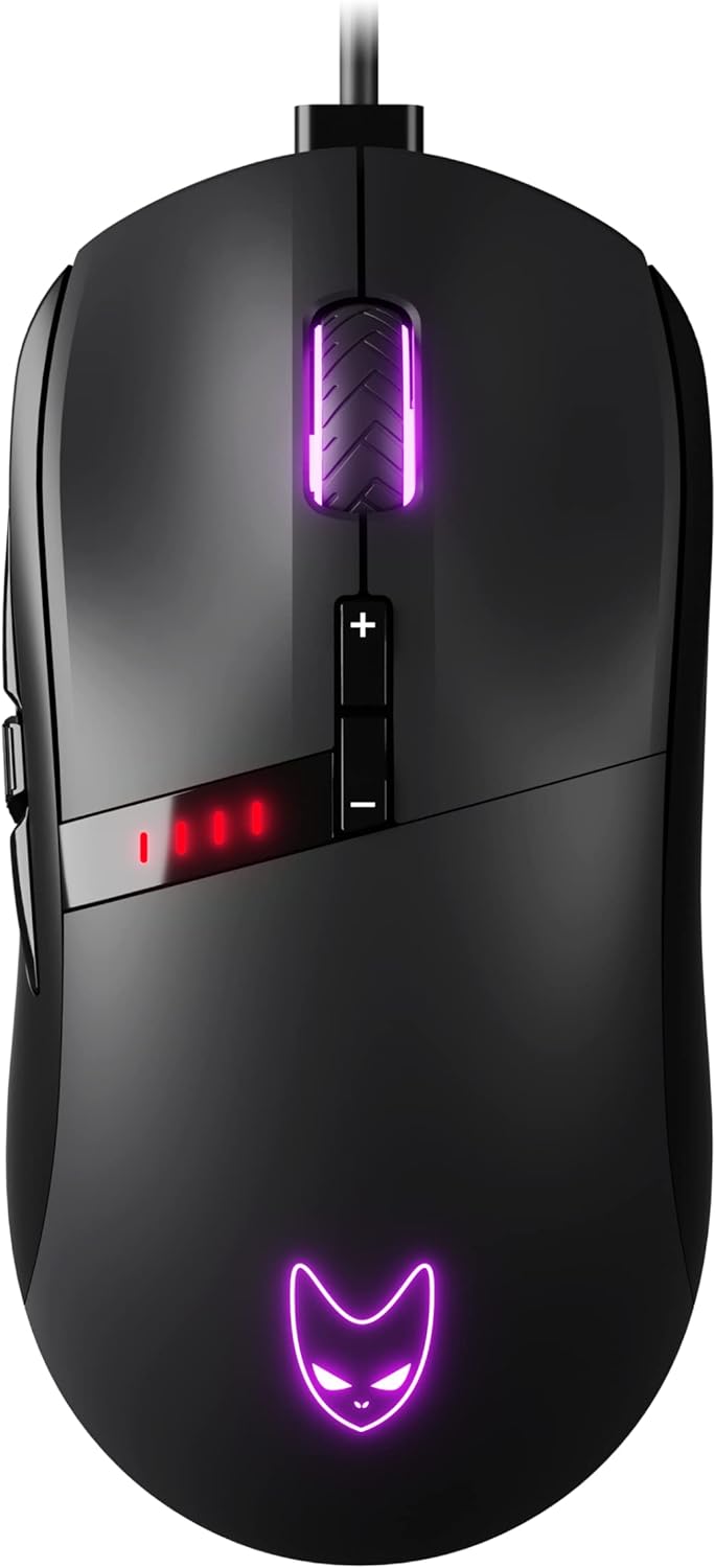 Oversteel - Invar USB Gaming Maus, 12400 DPI einstellbar, 9 programmierbare Tasten, 10 RGB Beleuchtu