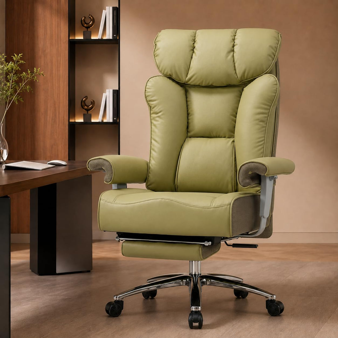 Efomao Bürostuhl, Executivesessel PU-Leder mit Integrierter Lendenwirbelstütze, Ergonomischer Chefse
