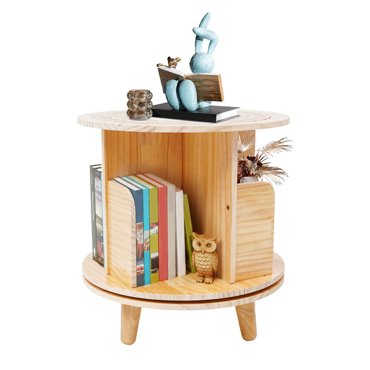 GramStudio Drehregal Bücherregal, Holzfarbe Regal 4 Fächer Multifunktionales Bücherregal, offenes De