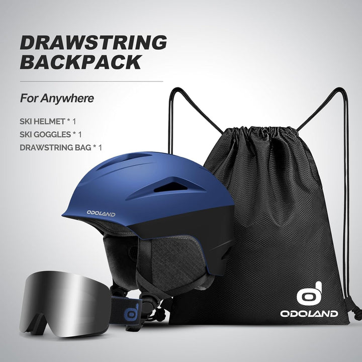 Odoland Skihelm und Skibrille Set Snowboardhelm mit Snowboardbrille für Damen und Herren und Jugend