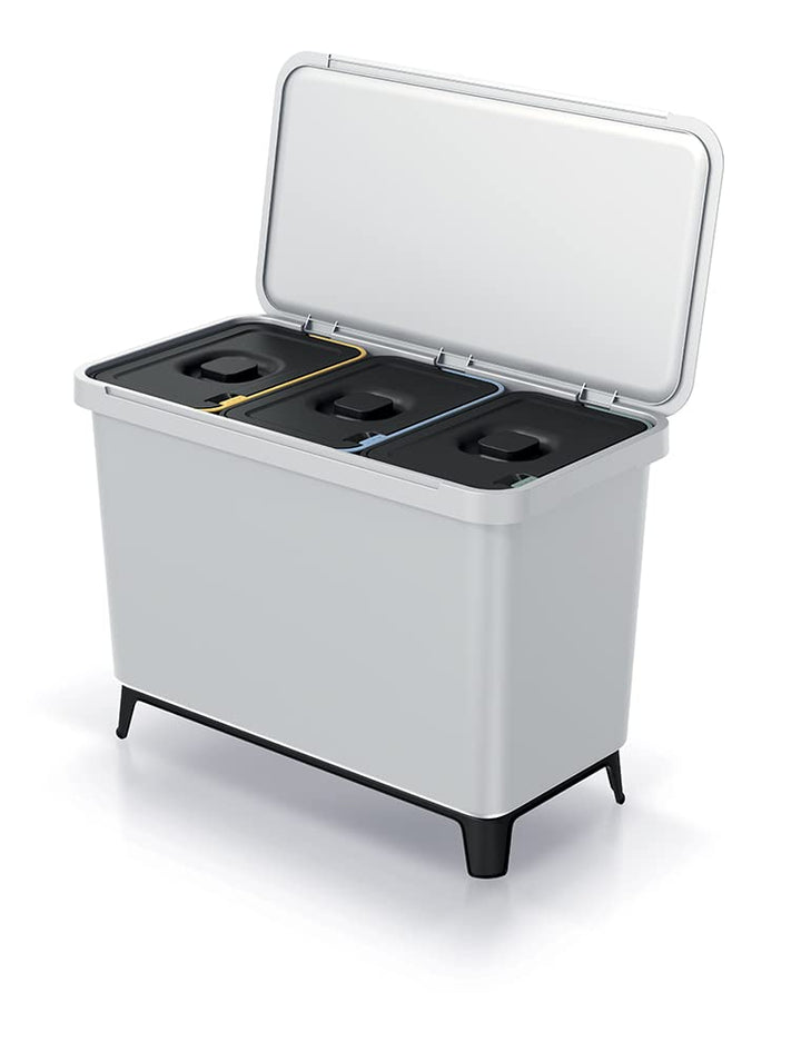 BirnePower Mülleimer 3er Set 3x 10L Müllbehälter Abfalleimer 30L Mülltrennsystem Müllsammler Set Ein