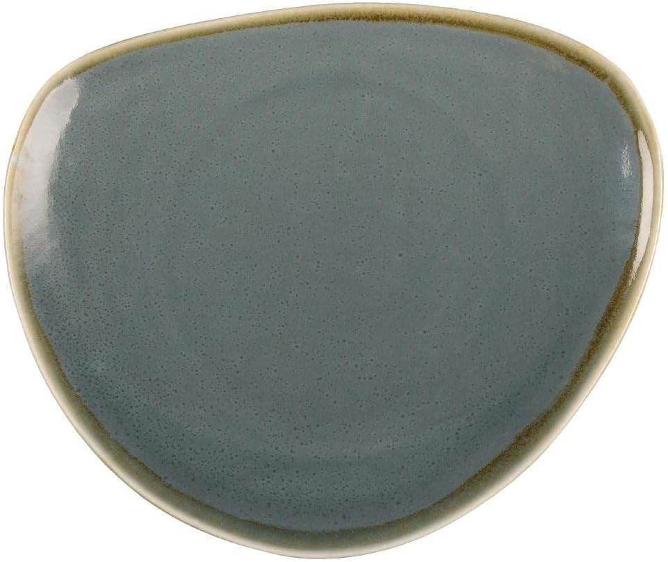 Olympia Kiln Geschirr Dreieckige Beilagenteller 230mm / 9 inch (6er Pack), Ozeanfarbenes Porzellan,