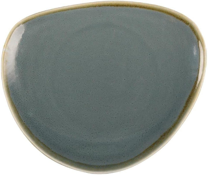 Olympia Kiln Geschirr Dreieckige Beilagenteller 230mm / 9 inch (6er Pack), Ozeanfarbenes Porzellan,