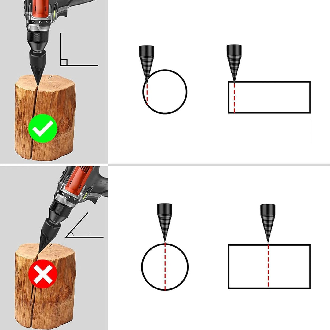 5 Stück Holzspalter-Bohrer, abnehmbare Stahl Brennholz Kegel Bohrer, Bohrer Schraube Kegel Treiber,