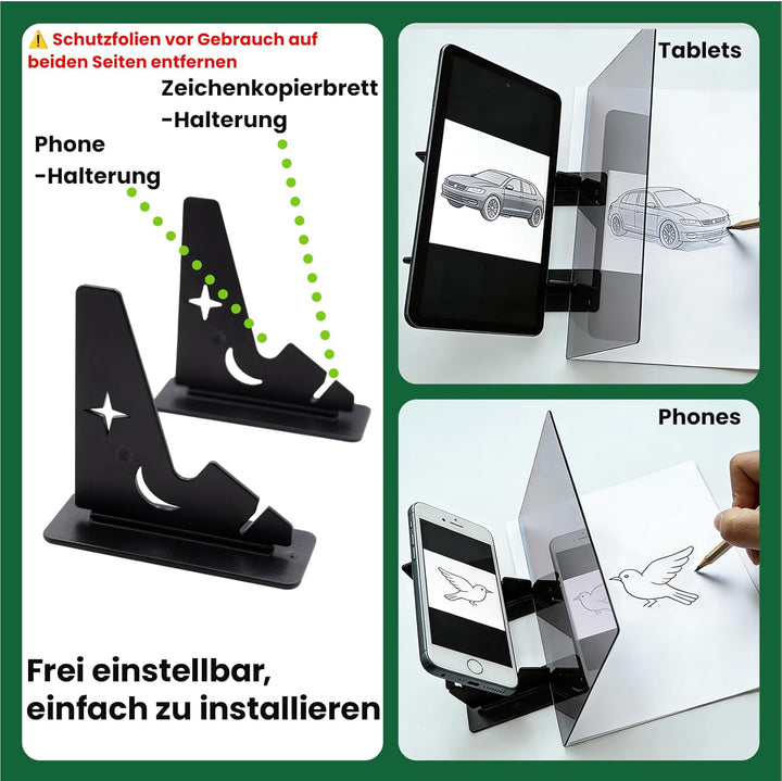 Optischer Zeichenprojektor 2er Pack, Optisches Bild Zeichenplatte A3, Abpausen Gerät, Zeichenbrett A