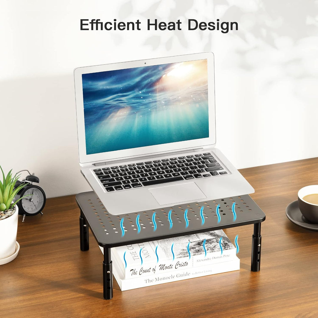 HUANUO Monitorständer mit 3 ergonomischen Höhen, verstellbar, mit belüfteter Lochplattform für Monit