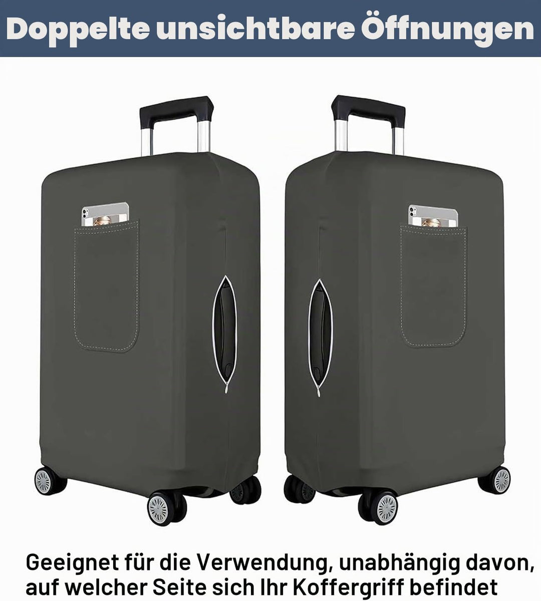 Morbuy Elastisch Kofferschutzhülle, Gross Kofferhülle Grau mit Reissverschluss, Suitcase Luggage Cov