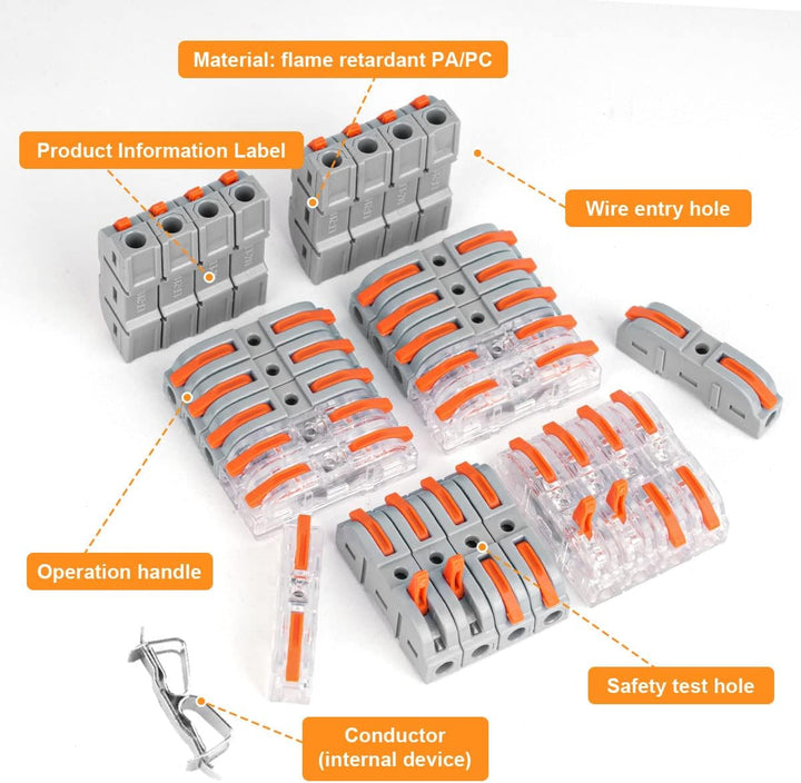 Flintronic Kabelverbinder, Verbindungsklemmen, 80 Stück SPL-1 Klemme mit Betätigungshebel, Leiter ,