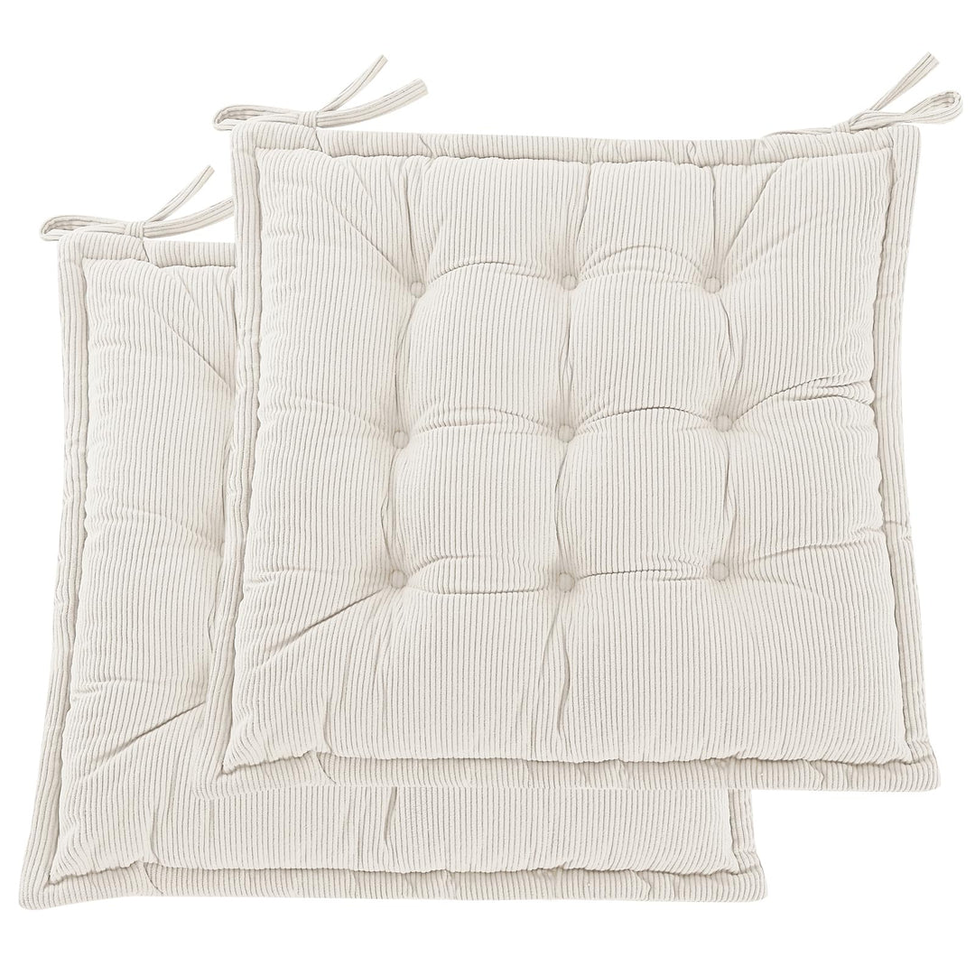 Indoor Sitzkissen Stuhl 2er Set – Komfortable Cordstoff-Sitzmatte Stuhlkissen mit Bändern, Hochwerti