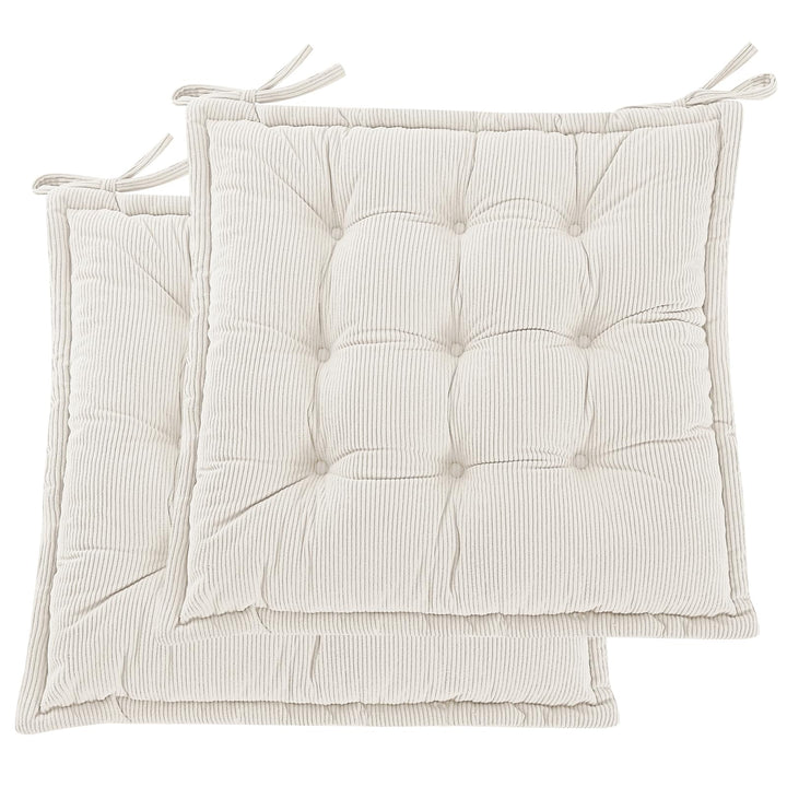 Indoor Sitzkissen Stuhl 2er Set – Komfortable Cordstoff-Sitzmatte Stuhlkissen mit Bändern, Hochwerti