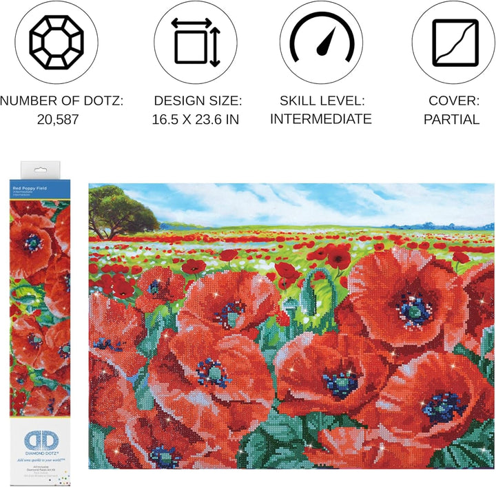 Diamond Dotz DD10-013 Mohnfeld, ca. 60 x 42 cm gross, Diamond Painting, Malen mit Diamanten, funkeln