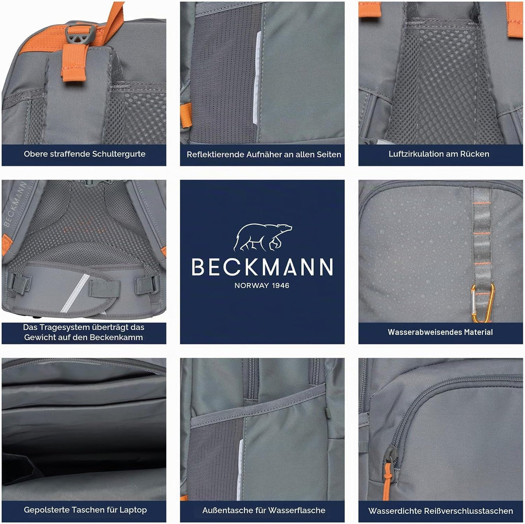 Beckmann Sport Junior Green Orange Schulrucksack, ergonomisch, mit Laptopfach