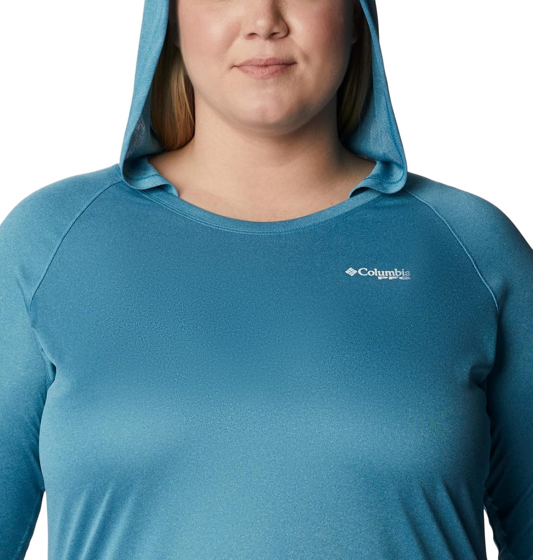 Columbia Damen Tidal Tee Heather Hoodie Kapuzen-Sweatshirt, Deep Marine Heather/White Logo