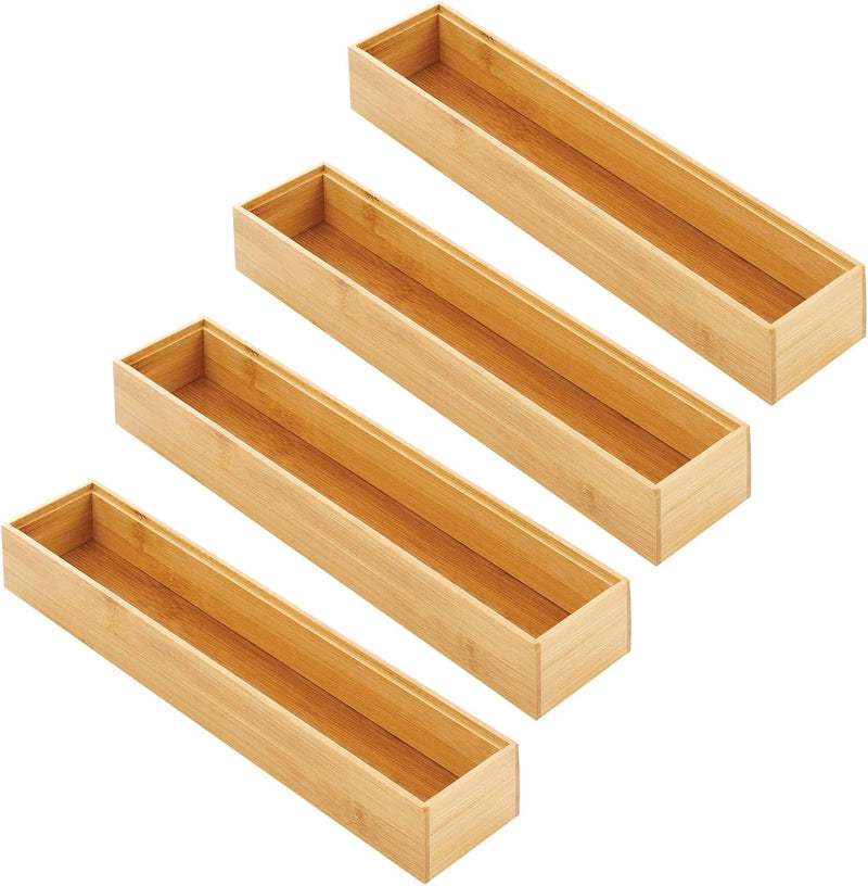 mDesign Schubladeneinsatz aus Holz – stapelbare Schubladeneinteilung für Büro- und Bastelbedarf – Sc