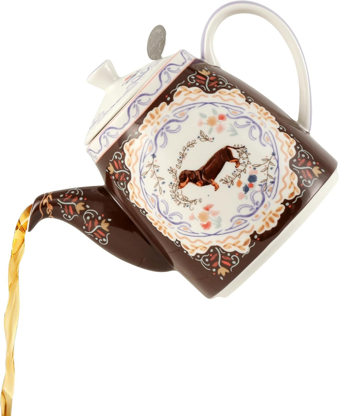 London Pottery Teekannen-Set aus Knochenporzellan, Teekanne und Servierset für einen, Tiermuster, Te