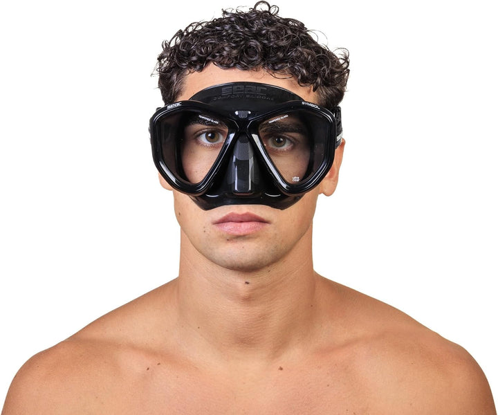Seac Unisex-Adult Symbol Made in Italy Zweiglas-Tauchmaske mit Einer 3D-Schnalle direkt am Maskenkör