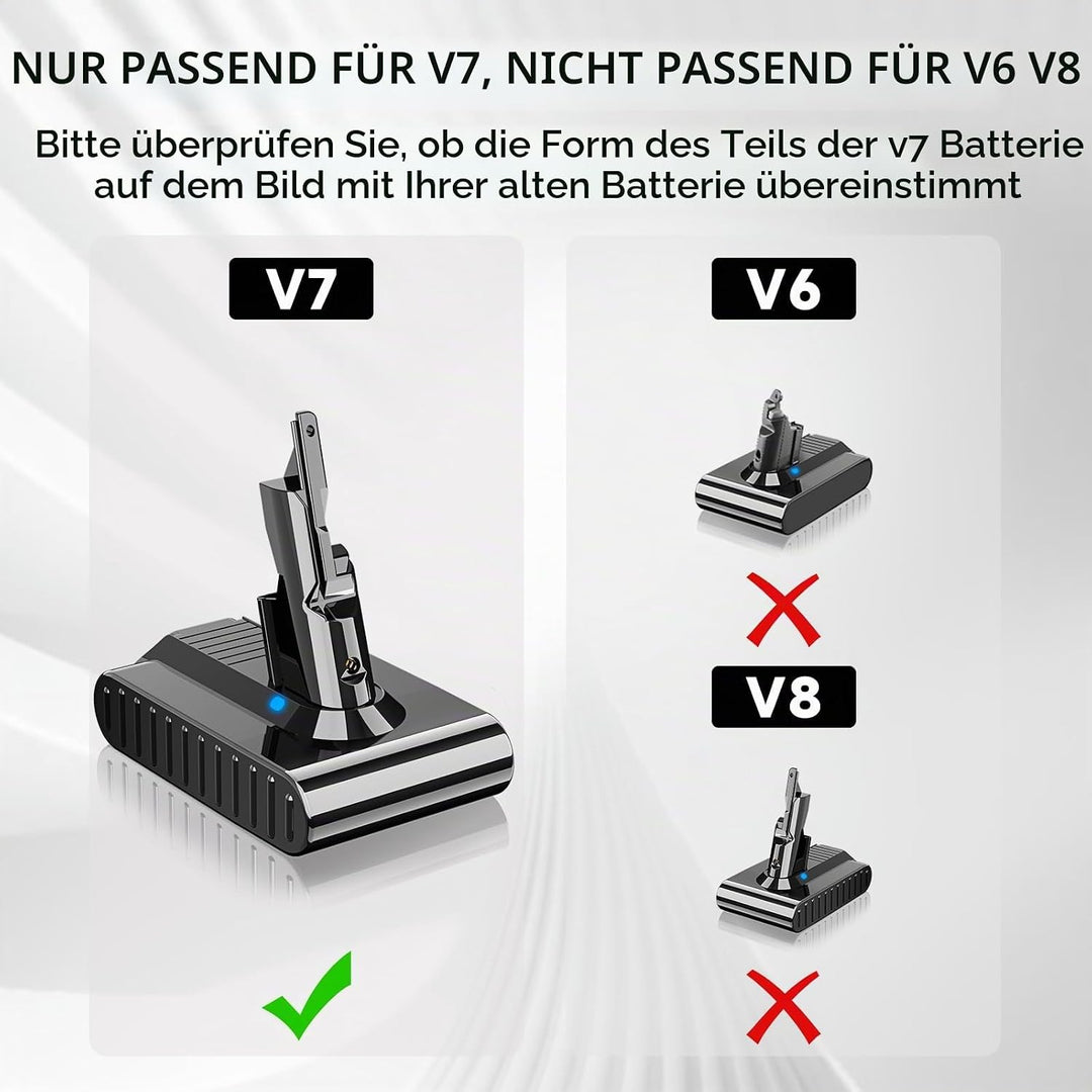 8000mAh Li-ion Akku Ersatzakku für Dyson V7, 8.0Ah Akku Kompatibel mit Dyson V7 Absolute Mattress Al