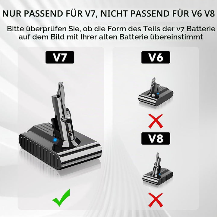 8000mAh Li-ion Akku Ersatzakku für Dyson V7, 8.0Ah Akku Kompatibel mit Dyson V7 Absolute Mattress Al