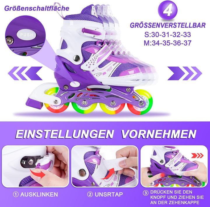 JIFAR Inliner Für Kinder Verstellbare Inline Skates mit Beleuchteten Rädern Rollschuhe Outdoor Schuh