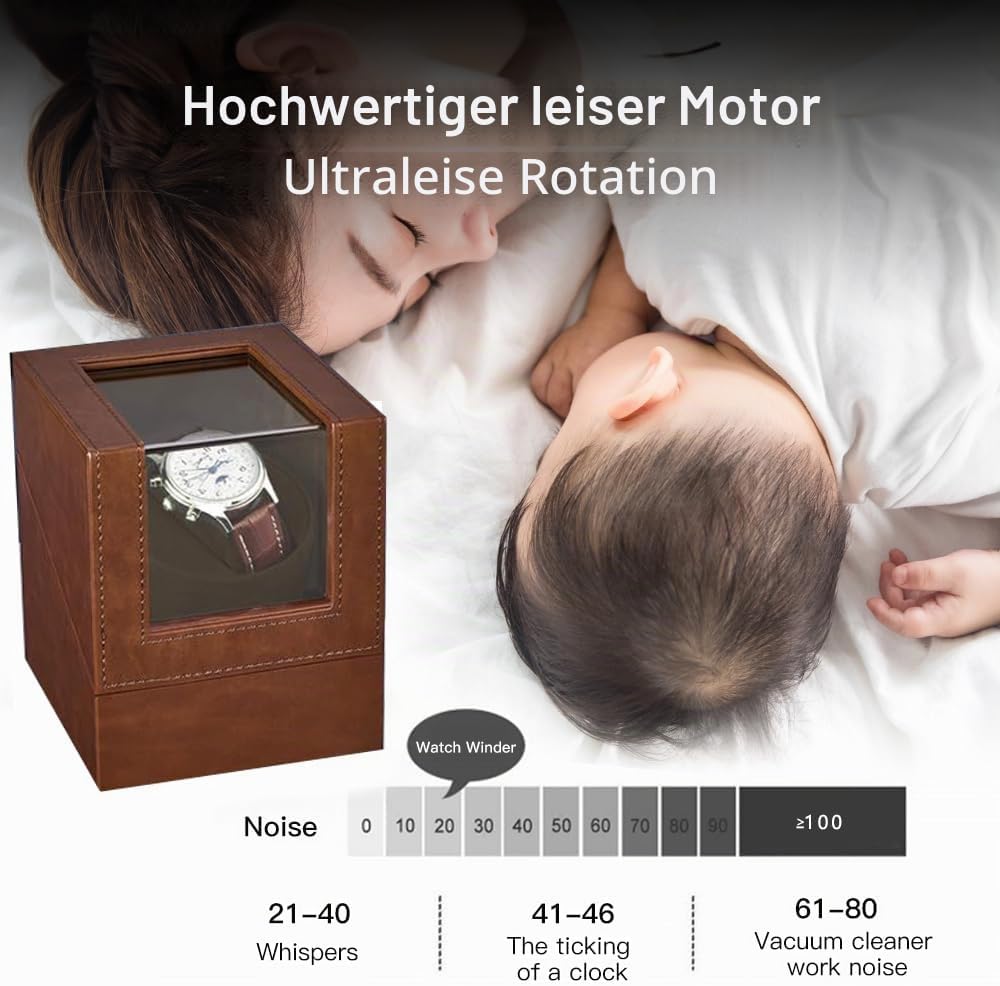 Automatische Uhrenbeweger Box Single Uhrenbeweger PU Leder Uhrengehäuse mit leisem Motor Batteriebet