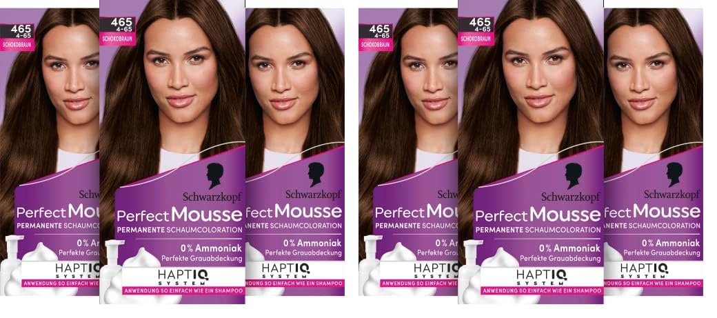 Schwarzkopf Perfect Mousse Permanente Schaumcoloration 465/4-65 Schokobraun (93 ml), Haarfarbe mit p