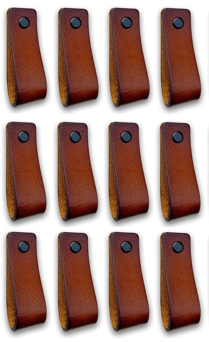 Brute Strength - Ledergriffe für Möbel - Cognac - 24 Stück - 16,5 x 2,5 cm - Schrankgriff, Türgriff