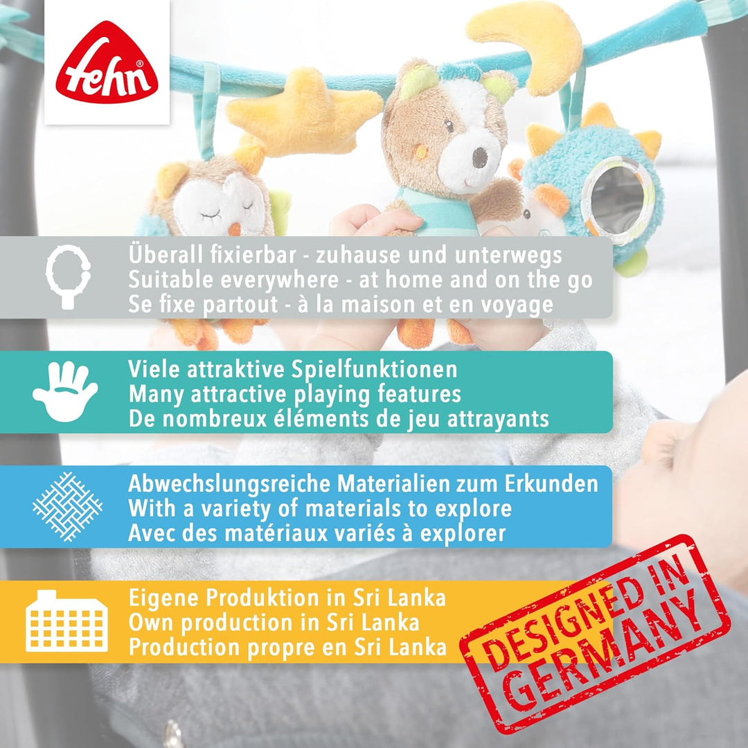 Fehn Kinderwagenkette feehnLAND, Babyspielzeug mit Rassel und 2 Klemmen | Flexibel an Kinderwagen, B