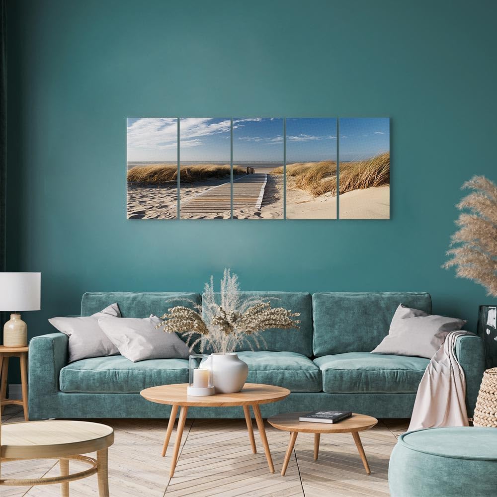 B&amp;D XXL - Akustikbild Sand Himmel Natur, 225x90 cm, 5-teilig, Schallschutz