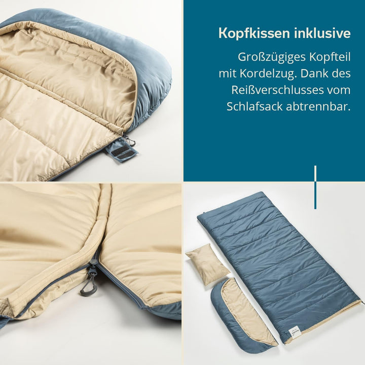 Skandika Schlafsack Oppdal| Deckenschlafsack für Erwachsene, 3 Jahreszeiten, Kompakt, leicht, rechte