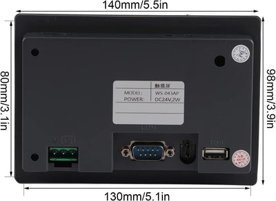 4,3-Zoll-TFT-LCD-HMI-Touchscreen 480 X 272 Hochauflösender Industrie-Touchscreen für SPS